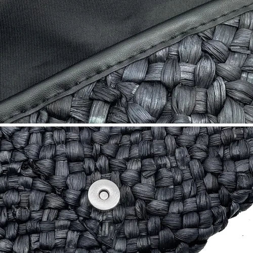 Vista 3 de Bolsos de mano de paja para mujer, bolsos tejidos de paja de maíz, bolsos de playa
