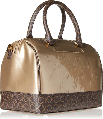 Vista 4 de Calvin Klein Ashley Barrel Satchel, cuadros negros y blancos