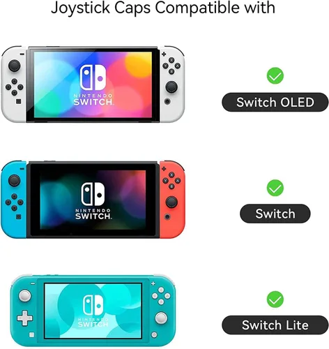 Vista 5 de GeekShare 4 tapas de agarre de pulgar compatibles con Nintendo SwitchOLEDSwitch Lite, cubierta de silicona suave para palanca de mando Bear Cookies