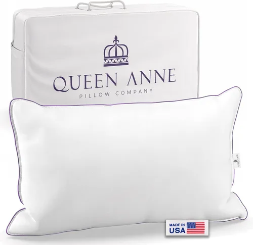 Vista 8 de Queen Anne Almohada de lujo con 25 % plumón + 75 % plumas, almohada de mezcla de plumas de ganso y pato para dormir, de espalda, de lado, boca abajo