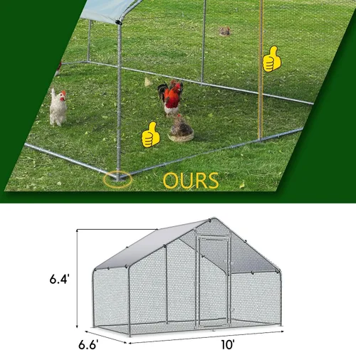 Vista 2 de TOLEAD Gallinero de metal grande mejorado con malla de alambre de tres soportes, corral de pollo, con cubierta resistente al agua y anti-UV, casa