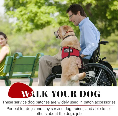 Vista 5 de Parches extraíbles para perros de servicio, paquete de 2 parches para arnés de perro con respaldo de gancho, parches negros para chaleco para perros