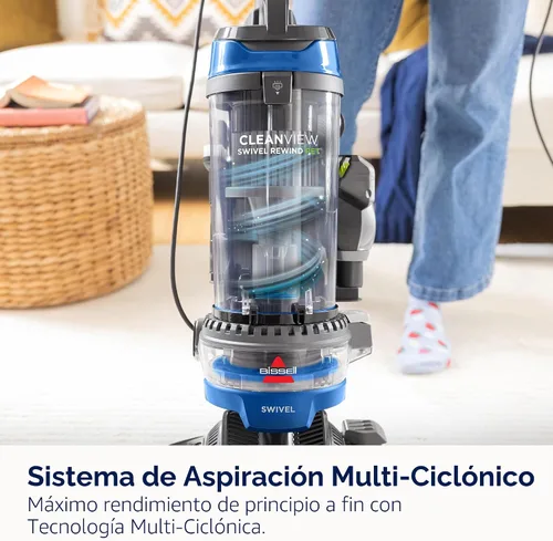 Vista 6 de Bissell CleanView - Aspiradora vertical giratoria con rebobinado automático del cable, herramienta TurboEraser para tapicería, cepillo de triple