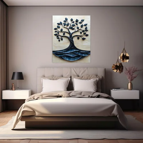 Vista 2 de VOCBAN Nature Tree of Life Abstract Pictures Canvas Painting Large Modern Canvas Wall Art Colorful Trees Living Room Wall Decor Plant Prints(black