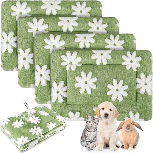 Vista 12 de Haull - Juego de ropa de cama impermeable de conejillo de indias, suave para perro y gato, tapete de felpa para jaula de animales pequeños, conejo