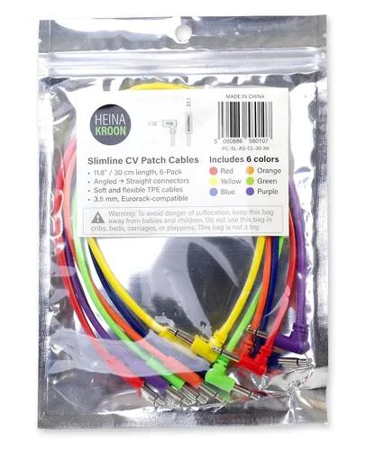 Vista 3 de Cables de conexión CV multicolores de perfil bajo en ángulo/recto de 0.138 in - NO para guitarras - Cables de conexión modulares Eurorack, paquete