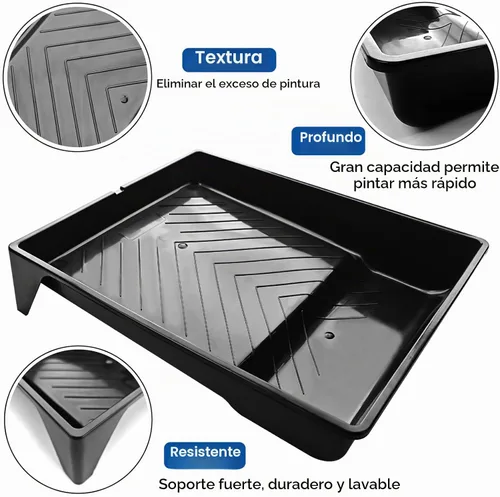 Vista 4 de Great Andrew Paquete de 4 Forros para Bandejas de Pintura de 9 Pulgadas, 2 Bandejas de Plástico Resistente con 2 Forros Desechables para Bandejas