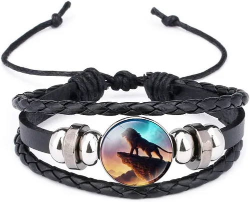 Vista 8 de Pulsera ajustable de cuero trenzado de león, pulseras de abalorios, gran regalo para mujer