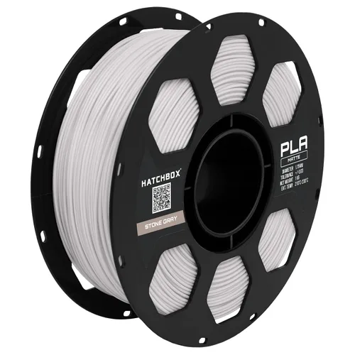 Vista 17 de HATCHBOX Filamento para impresora 3D PLA mate, precisión dimensional +/- 0.03 mm, carrete de 1 kg, 1.75 mm, gris ceniza