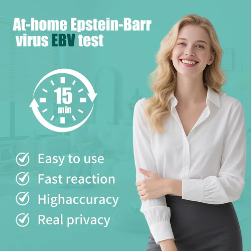 Vista 3 de Prueba de Epstein Barr (EBV) Pruebas en el hogar, altamente precisas, fáciles de leer y usar. Contra el virus Epstein-Barr VCA y EBNA, resultados