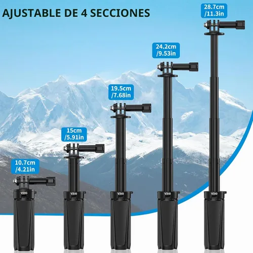 Vista 2 de VRIG TP29 Mini trípode extensible para cámara, portátil con mango pequeño, para cámara web de escritorio, selfie, trípode para DJI Osmo Action