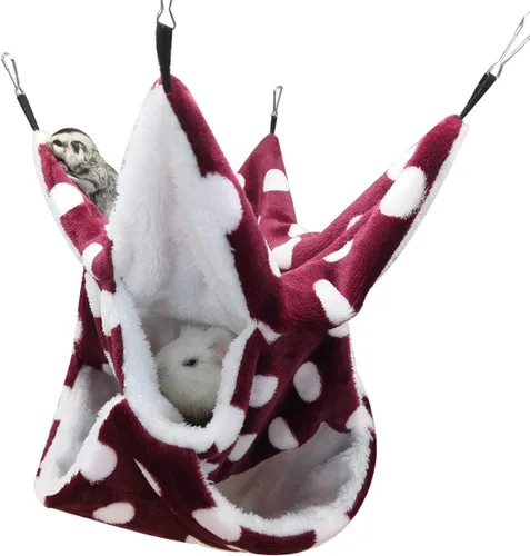 Vista 9 de LEFTSTARER Hamaca de triple capa para mascotas, jaula de animales para mascotas, accesorios para cama para ratas, conejillos de indias, hurón, Gris