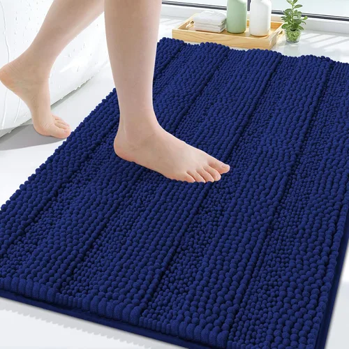 Vista 52 de Grandaily Alfombras de baño de felpilla a rayas de 24 x 16 pulgadas, extra gruesas y suaves, absorbentes, parte trasera de goma, alfombra de ducha