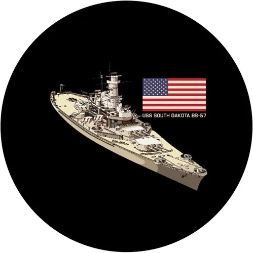 Vista 3 de USS South Dakota BB-57 - Diagrama de batalla con bandera estadounidense PopSockets intercambiables PopGrip