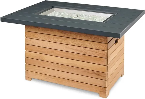 Vista 2 de Outdoor GreatRoom Co - Mesa para hoguera de propano – Darien – Pozos de gas para patio exterior – Mesa rectangular de hormigón Everblend de 44