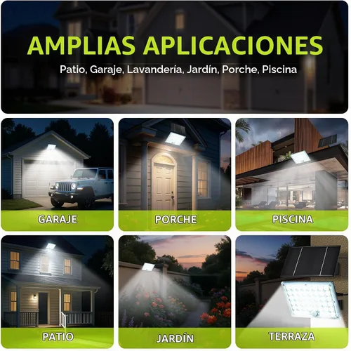 Vista 7 de Pack de 2 luces solares con 184 LED para exteriores, con sensor de movimiento, luces solares de pared impermeables al aire libre con 3 modos
