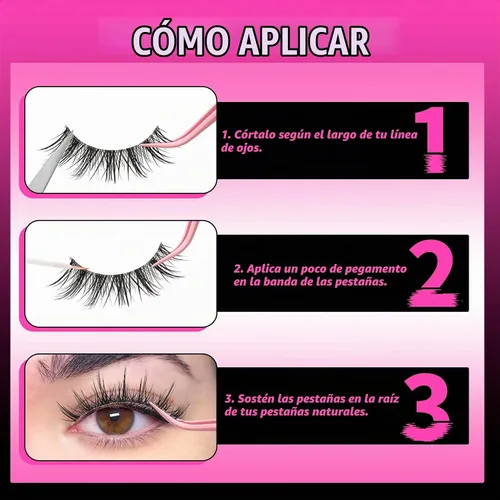 Vista 6 de Veleasha Pestañas postizas de manga puntiagudas, 100% hechas a mano, aspecto natural, pestañas postizas ligeras con banda transparente suave