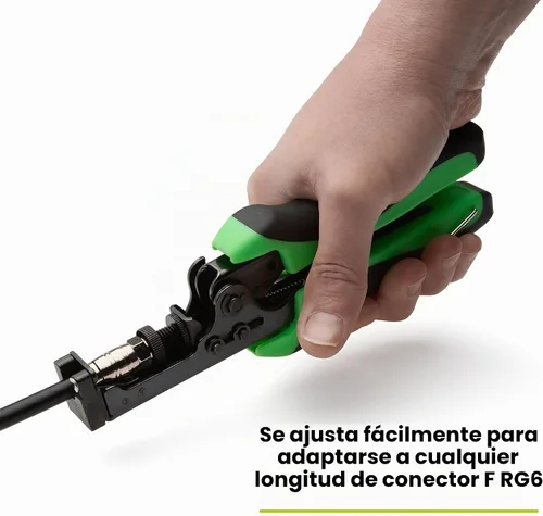 Vista 5 de TrueCABLE Herramienta de compresión de conector F, ajustable para RG6, RG 6 Quad Shield, y conectores F RG59, crimpadora de cable coaxial