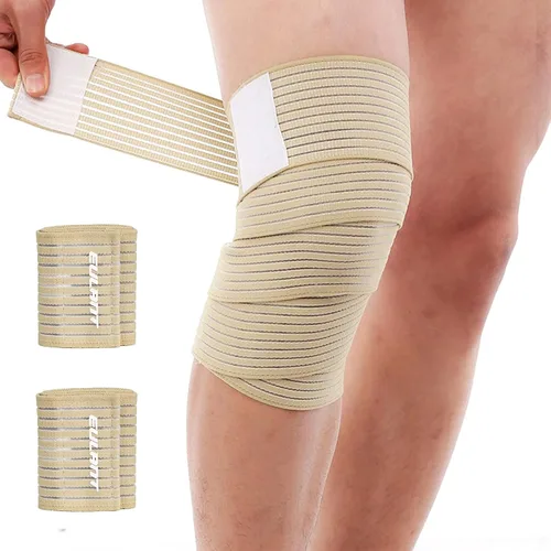 Vista 7 de Vendaje elástico de soporte de rodilla, correa de compresión de rodilla, soporte de soporte de tobillo/correa de compresión ajustable para Beige