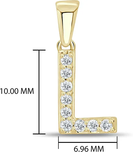 Vista 65 de Collar colgante con letra inicial de diamantes en oro amarillo de 14k (1/10 quilates) 18 pulgadas