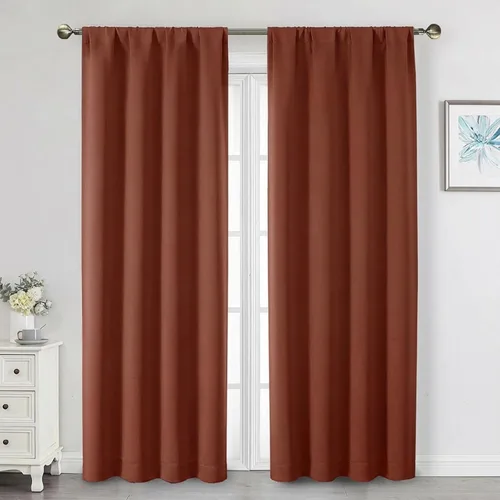 Vista 90 de Cortinas opacas para dormitorio, sala de estar, juego de 2 paneles de 54 pulgadas de largo, cortinas de oscurecimiento de habitación con aislamiento