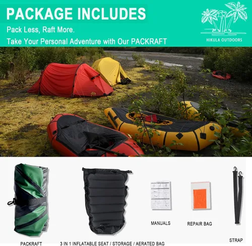 Vista 5 de Inflatable Lightweight TPU PackRaft Eco-Friendly White Water Rafting Micro Inflatable Kayak Canoe Carry Bag Included