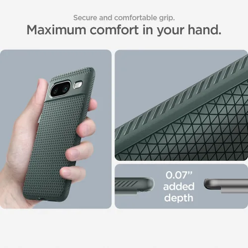 Vista 5 de Spigen Funda para Pixel 8, Liquid Air (2023) [Sin Anillo Magnético] [Protección de Grado Militar] - Abyss Green