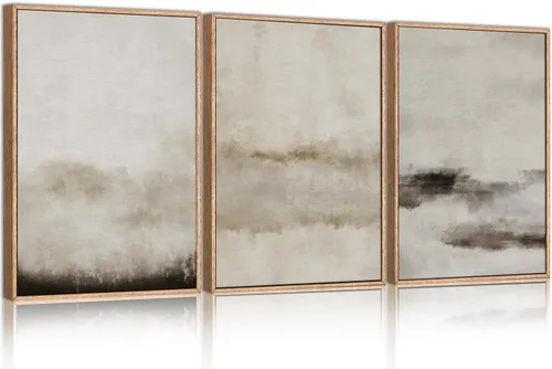 Vista 60 de HPINUB - Lienzo decorativo abstracto moderno para pared, juego de 3 impresiones artísticas enmarcadas, pintura de pared grande en blanco y negro, 16