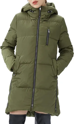 Vista 7 de Orolay - Abrigo acolchado de invierno para mujer, de plumón, con capucha y cremallera doble