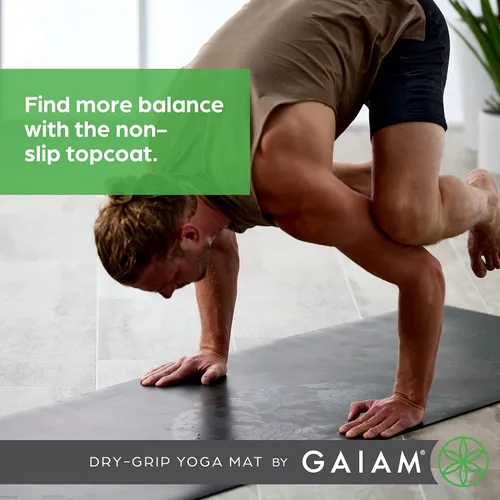 Vista 5 de Gaiam Dry-Grip - Esterilla de yoga de 5 mm de grosor antideslizante para ejercicios y fitness para yoga estándar o hot yoga, pilates