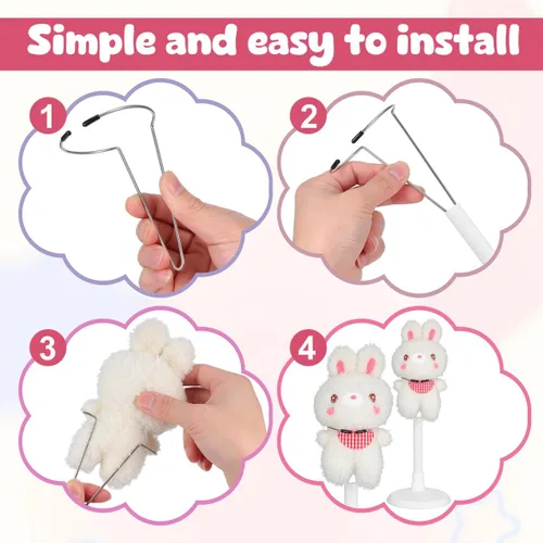 Vista 8 de Toddmomy White Doll Stands 2Pcs Adjustablen Doll Display Stand Bracket Support Bear Desktop Holder for Kids Dollhouse Accessories & Collectibles