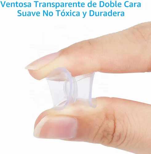 Vista 3 de Pawfly Paquete de 20 ventosas de doble cara de 0.8 pulgadas de PVC transparente de plástico para espejo de mesa de vidrio