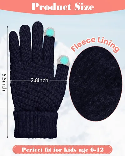 Vista 2 de Coume 4 pares de guantes de punto para pantalla táctil de invierno para niños