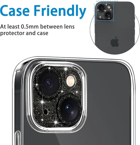 Vista 6 de Protector de lente de cámara para iPhone 13 Mini y iPhone 13, cubierta de lente brillante con diamantes de imitación 3D con diamantes de imitación
