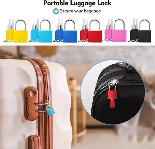 Vista 5 de 6 cerraduras de equipaje pequeñas con llaves cubiertas de plástico Mini candado para maleta, mochila y caja