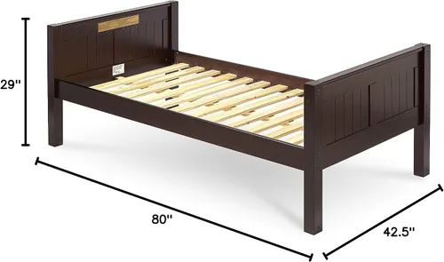 Vista 2 de Camaflexi Sofá cama, cabecero de panel, madera maciza, riel protector trasero, no necesita somier, la base de colchón tiene 14 listones de madera