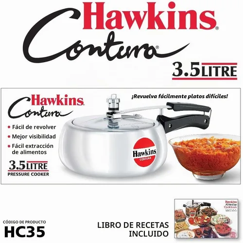 Vista 3 de Hawkins Olla a presión Contura de 3,5 litros, cocina de tapa interior Handi, plata (HC35)