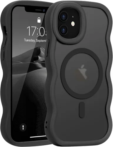 Vista 22 de Pepmune - Funda para iPhone 12 Pro Max con marco ondulado y estructura rígida, color mate claro, cubierta trasera unisex, compatible con Magsafe