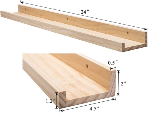 Vista 2 de Azsky - Estantería flotante para pared, estante de pared, estante para galería, guardería, estantería de 12 pulgadas, juego de 1