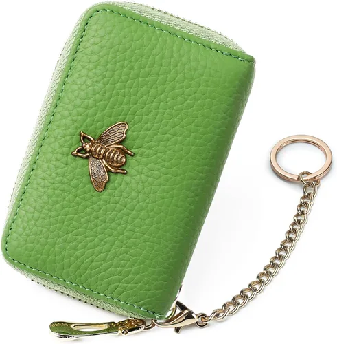 Vista 62 de imeetu Soporte para tarjetas de crédito RFID, cartera pequeña de cuero con cremallera para mujer