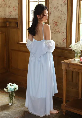 Vista 2 de Sharebeauty Camisón estilo palacio victoriano vintage súper suave modal viscosa rayón