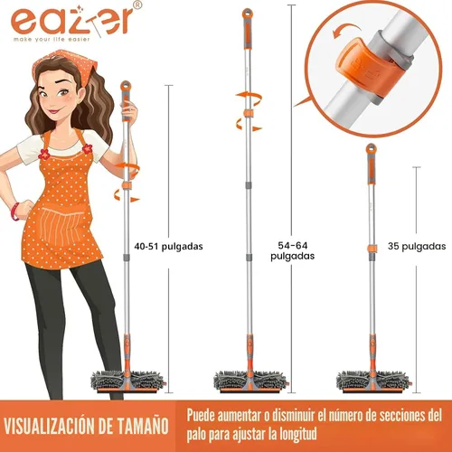 Vista 4 de Eazer Herramienta de limpieza de ventanas 2 en 1, escobilla de ventana de 64 pulgadas para el hogar, kit de limpieza de ventanas con poste