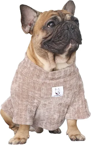 Vista 16 de iChoue - Ropa para mascotas, suéter de cuello alto de invierno para perros con cuello tortuga para Bulldog inglés, Boston Terrier, abrigo de pana