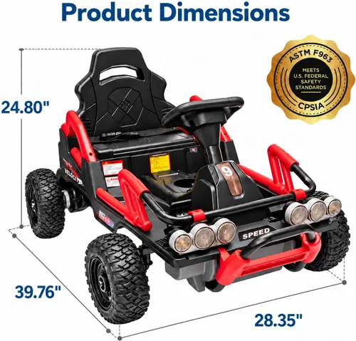 Vista 2 de Carro eléctrico de paseo para niños de 12 V, carrito de deriva Rojo