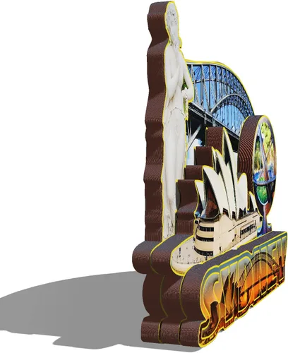 Vista 2 de Imán de madera de Sydney Australia 3D para nevera, recuerdos coleccionables, decoración hecha a mano, manualidades 3