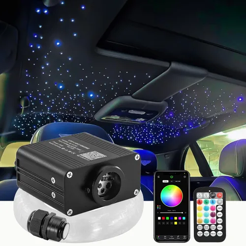Vista 12 de ATOKEE Kit de Luces de Techo Estrellado Twinkle de 16W con 200 piezas, Fibra Óptica de Tamaño Compacto de 0.03 pulgadas 6.5 pies, Luces de Techo