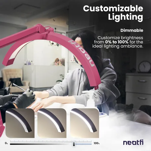 Vista 4 de Neatfi Lámpara de mesa LED media luna para esteticistas, técnico de uñas y cosmetóloga para arte de manicura, facial, depilación, hilo y tatuajes