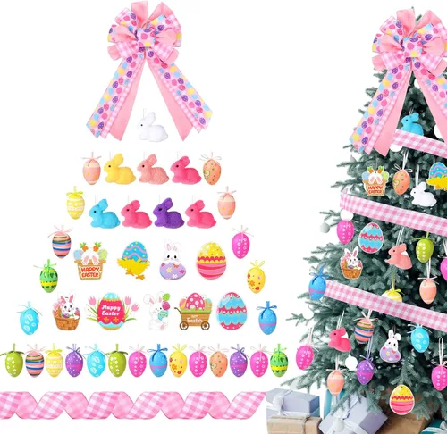 Vista 8 de 43 adornos patrióticos para árbol del 4 de julio, Día de la Independencia, adornos para árbol de Navidad, decoración de lazo rojo, blanco y azul