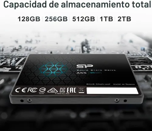 Vista 4 de SP 1TB SSD 3D NAND A55 SLC Cache Performance Boost SATA III 2.5" 7mm (0.28") Unidad interna de estado sólido (SP001TBSS3A55S25)