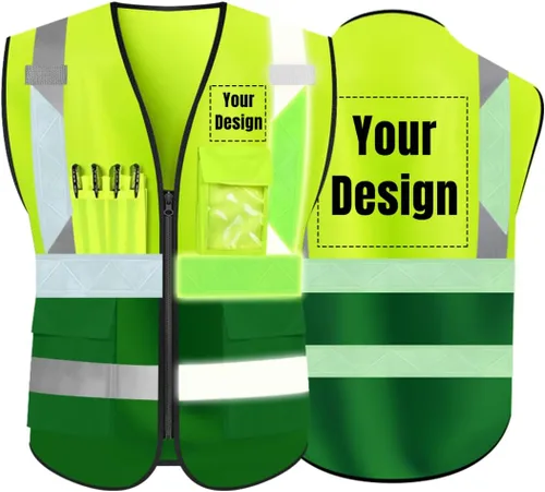 Vista 38 de Chaleco de seguridad de alta visibilidad Personaliza tu logotipo chaleco de seguridad protector, Negro